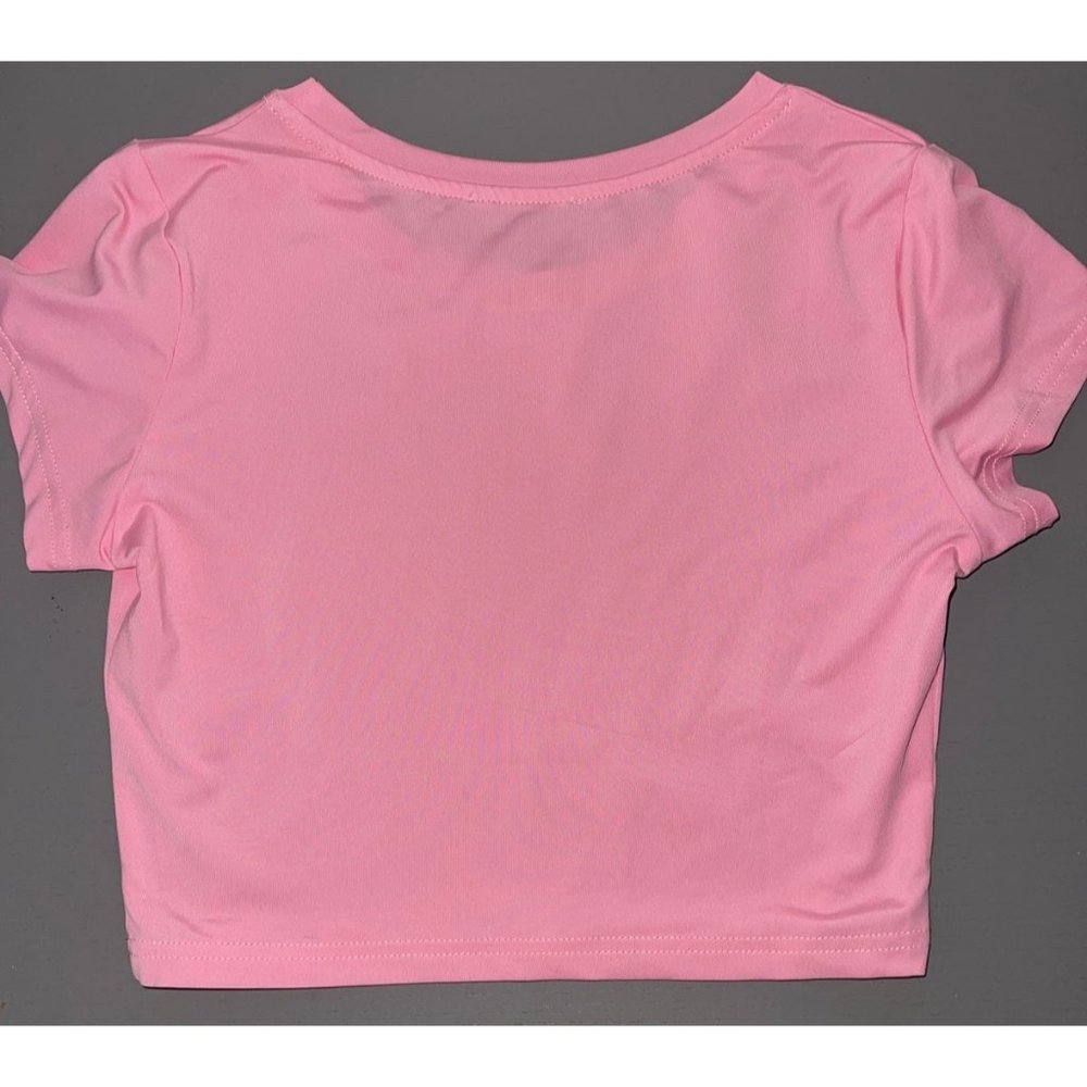 NEW SKY LUX APPAREL PINK CROP SHIRT SIZE SMALL - Picture 3 of 3